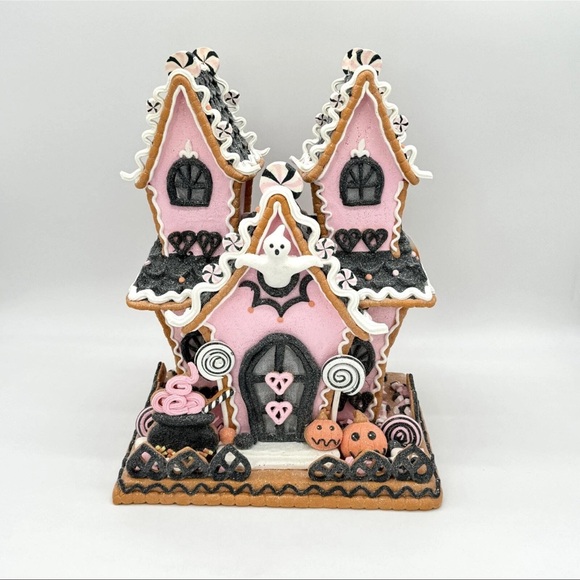 Pink and Black Gingerbread House Decor